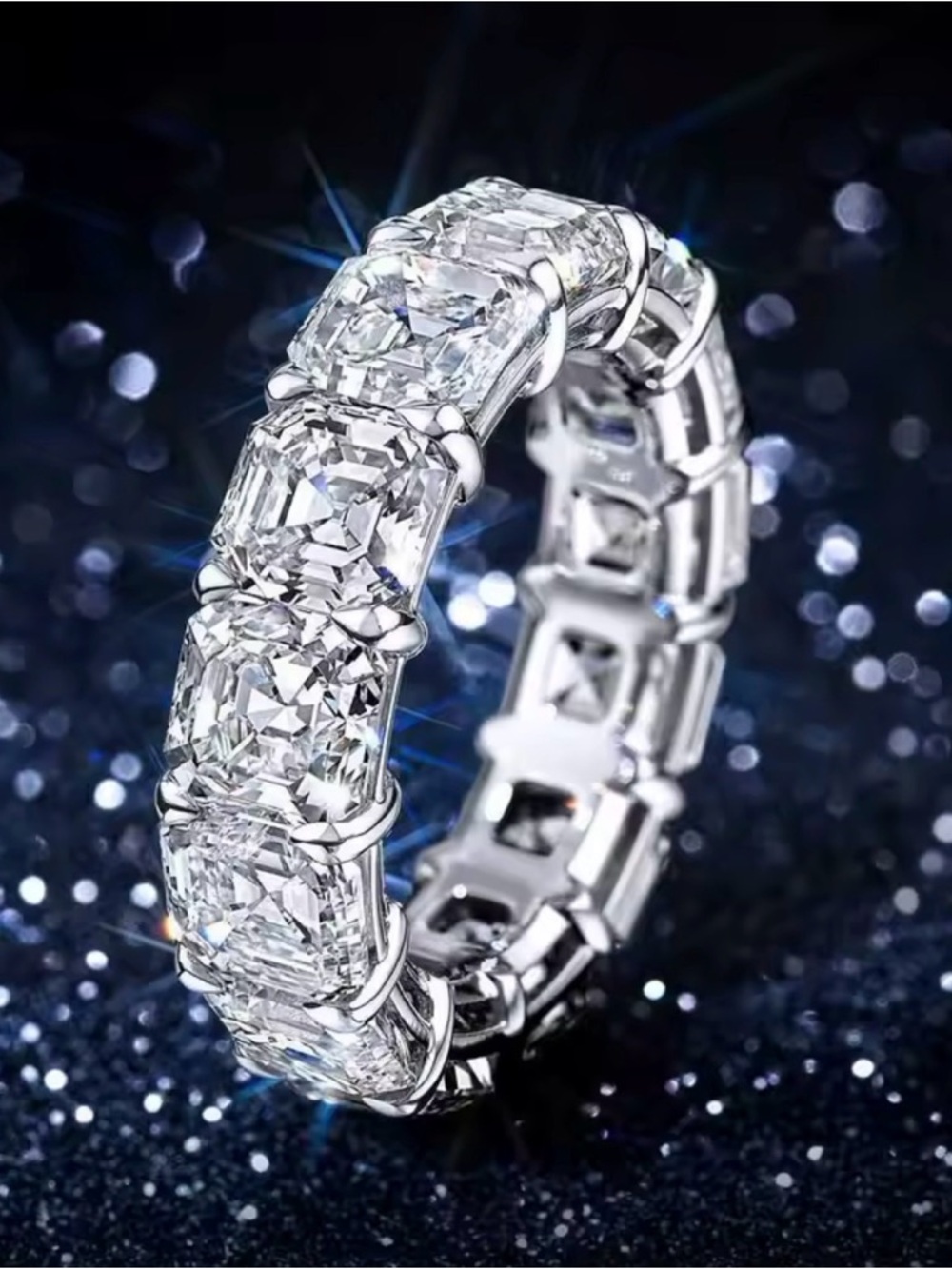 NEW Eternity Band Asscher Step Cut size 8.5